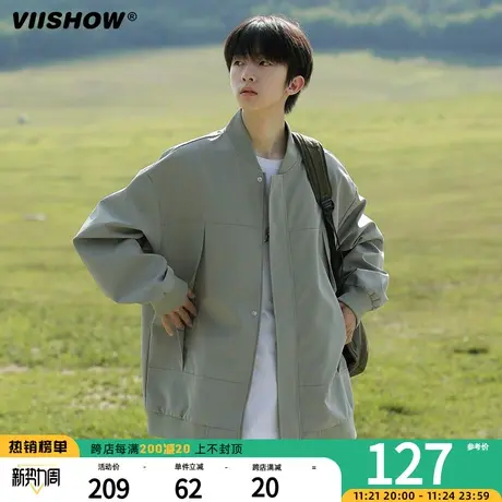 VIISHOW外套男春秋季日系复古休闲工装宽松潮牌飞行员夹克棒球服图片