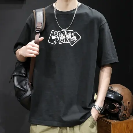 重磅300g短袖t恤男士宽松大码潮牌夏季2024新款黑色衣服体恤男装商品大图