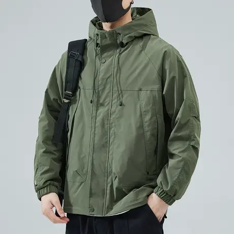 秋冬男装高端防风连帽冲锋衣2024年新款潮牌痞帅美式长袖夹克外套商品大图