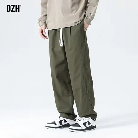 男士全棉军绿色裤子男春夏款宽松2023新款休闲裤直筒长裤工装男裤商品大图