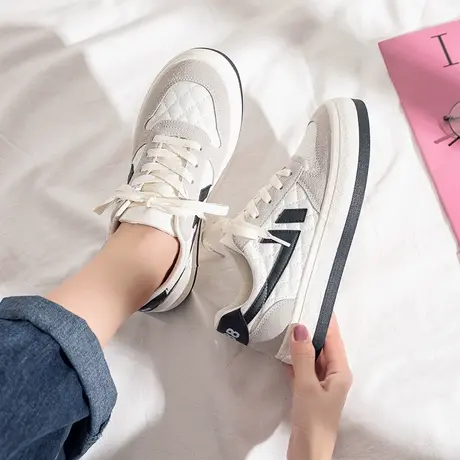 白色小众帆布鞋女2021年春秋新款韩版ulzzang百搭复古港风板鞋潮商品大图