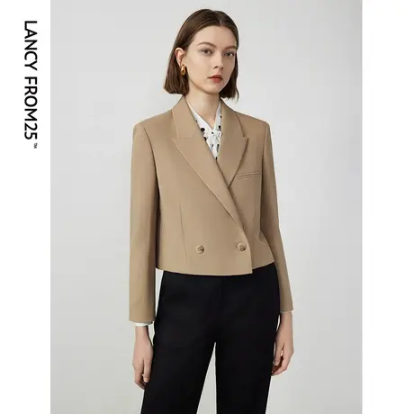 朗姿2024年春季新款职业短款西装外套高级感气质通勤小西服上衣女图片