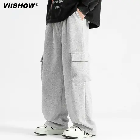 VIISHOW束脚裤秋冬季宽松休闲长裤子潮新款男士冬季学生加厚卫裤商品大图