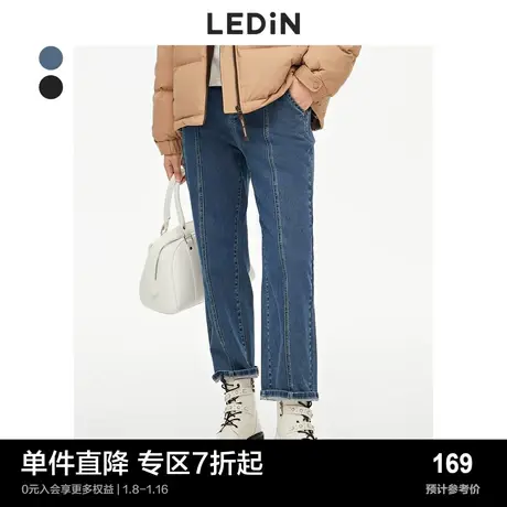 乐町菠萝格锥形牛仔裤冬季设计感C1HAC4301商品大图