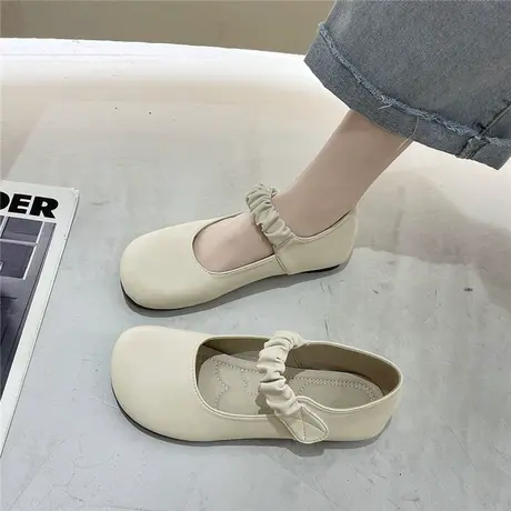 温柔风单鞋女2024新款春夏女鞋浅口一字平底鞋软底玛丽珍奶奶瓢鞋商品大图