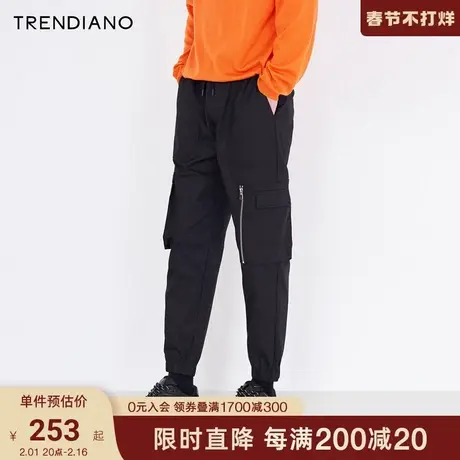 TRENDIANO潮牌官方时尚春季男装休闲裤子棉质工装裤潮流口袋长裤商品大图