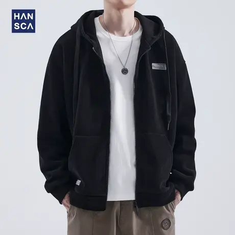 hansca秋季卫衣男生秋冬款连帽美式复古上衣宽松潮流长袖帽衫外套商品大图