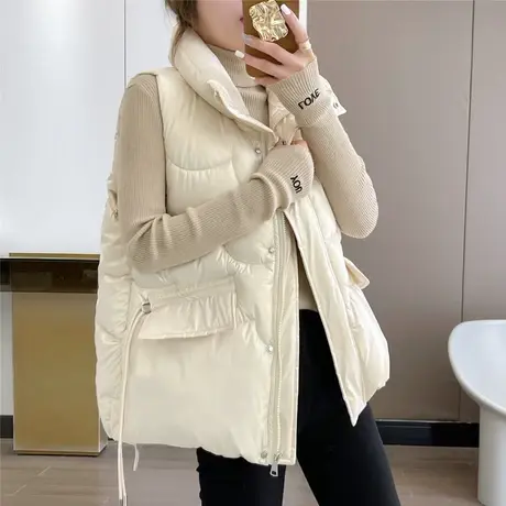 亮面羽绒棉马甲女短款2022冬季新款韩版时尚潮流外穿背心坎肩外套图片