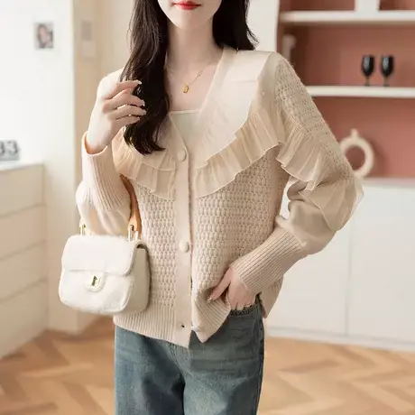 针织外套开衫女秋款女装2023年新款上衣小香风外搭开衫高级感毛衣商品大图