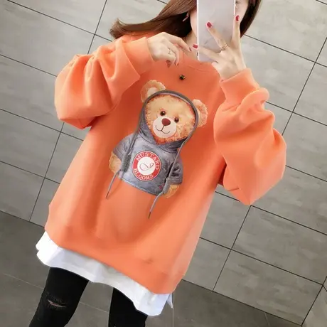 早秋卫衣女春秋韩版宽松bf慵懒风薄款设计感小众假两件上衣外套潮商品大图