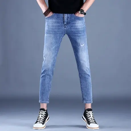 男士紧身九分牛仔裤男修身小脚2023新款秋款男款高端潮牌休闲裤子商品大图