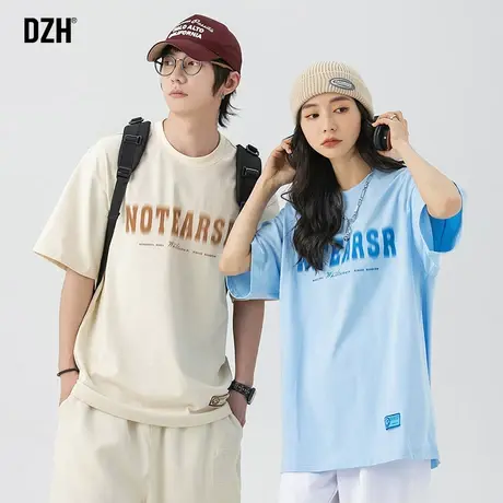 情侣日系印花短袖240g重磅t恤男纯棉高街美式宽松体恤半截袖上衣商品大图