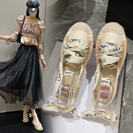 新款个性绑带渔夫鞋麻绳草编鞋外穿罗马凉鞋时尚女潮鞋炸街百搭图片