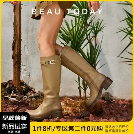 BeauToday靴子女2023新款法式长筒靴BT秋季复古长靴骑士女靴单靴图片