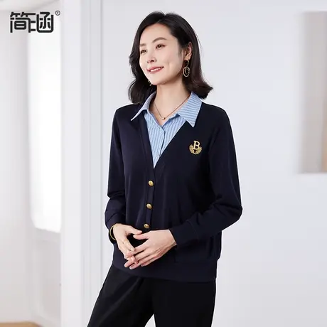 假两件卫衣女2024春季新款胖MM减龄洋气短款学院风T恤上衣图片