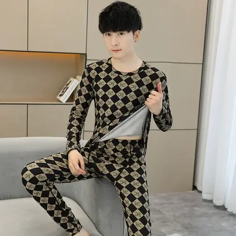 2023秋冬新款双面绒男士德绒保暖内衣套装秋衣秋裤衬衣衬裤两件套图片