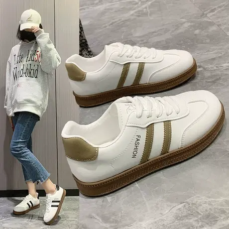 真皮小白鞋女2024新款德训鞋春夏百搭学生板鞋阿甘鞋孕妇运动鞋子商品大图