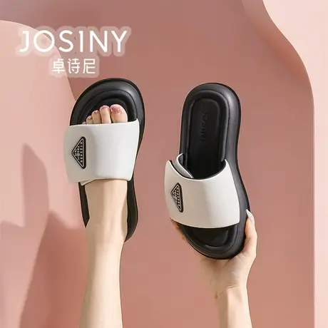卓诗尼女鞋2024夏款新款一字拖鞋外穿魔术贴商场同款4J1A50472图片