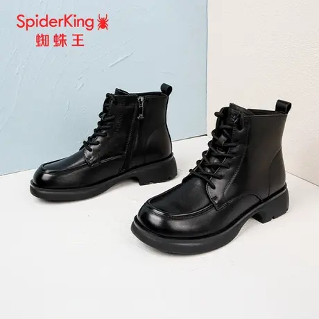 SPIDER KING/蜘蛛王马丁靴女真皮2023冬商场新款中筒薄绒英伦风潮商品大图