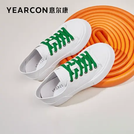 意尔康女鞋2023新款春季小白鞋女系带百搭休闲鞋平底鞋子官方旗舰商品大图