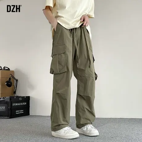 男士军绿色工装裤男夏季薄款长裤新款直筒裤子休闲男裤速干裤男款图片