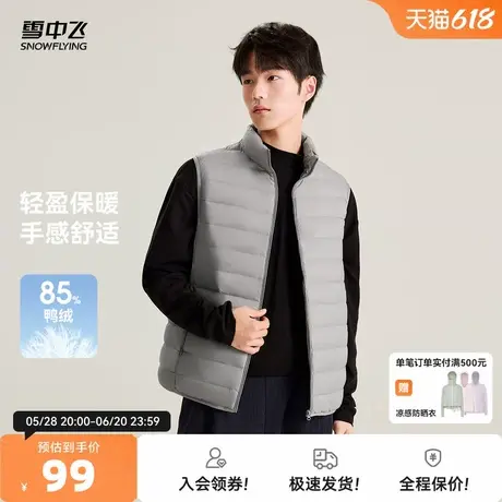 雪中飞2025春秋新款男士立领短款羽绒马甲山系百搭轻薄时尚户外商品大图