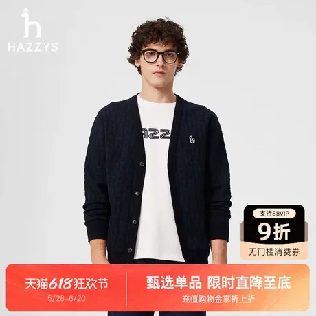 【新年系列】HAZZYS哈吉斯25春夏新款休闲针织衫男V领毛衫外套潮图片