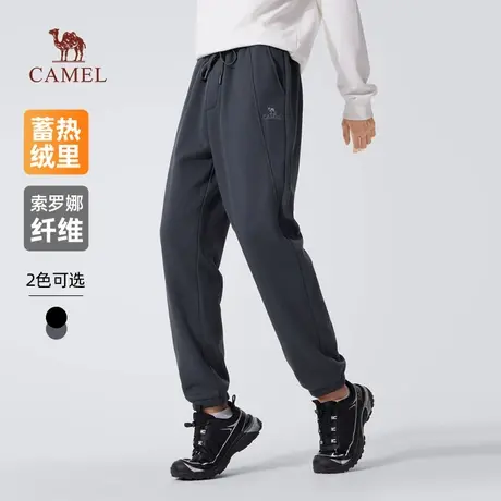 骆驼男装针织卫裤男2025新款秋冬季索罗娜加绒保暖休闲运动长裤子商品大图