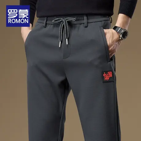 罗蒙男士休闲裤潮牌宽松直筒长裤2025春秋新款针织运动裤子男秋冬商品大图