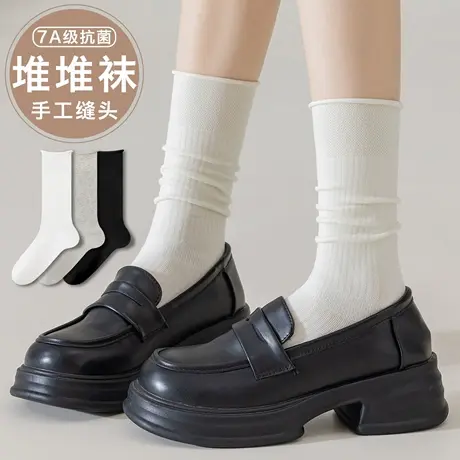袜子夏薄款女中筒棉袜2025新款爆款堆堆袜7a抗菌春秋长袜配小皮鞋商品大图