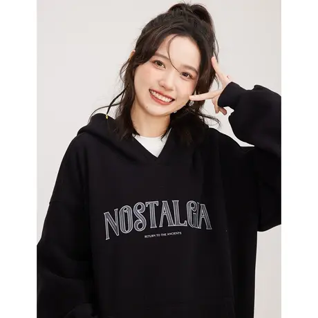尔给潮牌宽松套头甜酷独特小众连帽卫衣加厚加绒女2022新款高街商品大图