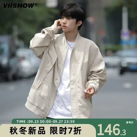 VIISHOW外套男飞行员夹克棒球服宽松潮牌春秋季日系复古休闲工装商品大图