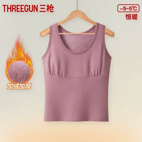 三枪保暖背心女冬季新品加绒加厚打底女士保暖上衣内搭无袖棉毛衫图片
