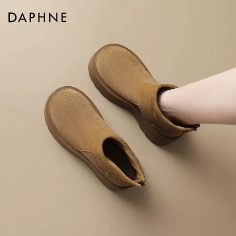 达芙妮厚底短靴女2026新款秋冬季加绒勃肯踝靴子小个子增高马丁靴图片