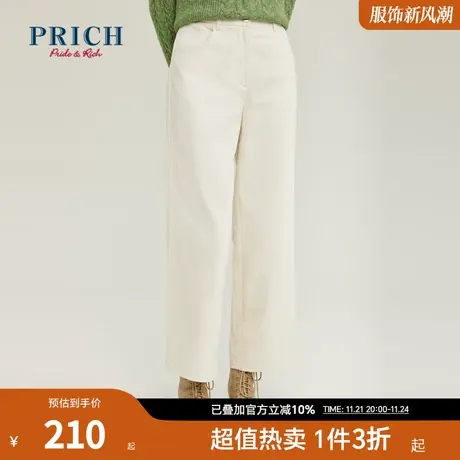 PRICH商场同款新款复古灯芯绒中高腰休闲裤子女商品大图
