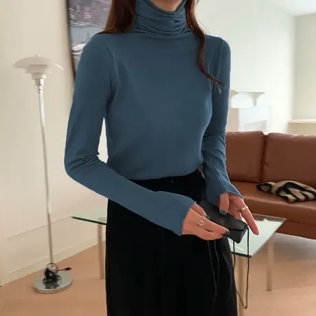 高领打底衫2024年春秋冬季新款内搭白色洋气羊绒毛衣针织衫女上衣图片