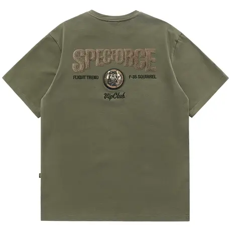 VIP美式复古重磅短袖t恤男夏季半袖体恤刺绣徽章纯棉宽松上衣潮牌商品大图