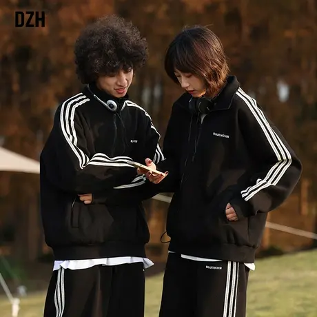 情侣半拉链套头卫衣男春秋款情侣装外套运动服2023新款长袖polo衫商品大图