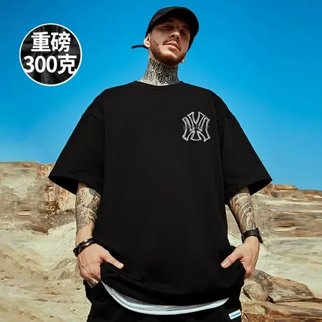 美式重磅短袖男纯棉宽松加肥加大码oversize美式嘻哈夏季半袖T恤商品大图