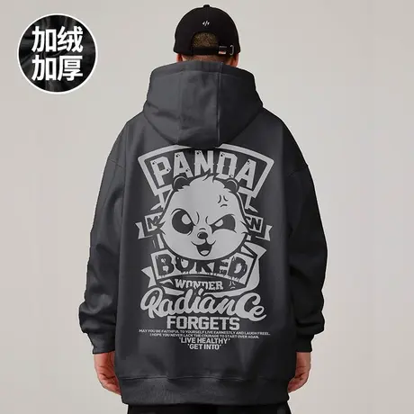 oversize港风连帽卫衣男潮牌ins大码男装秋冬款加绒加厚美式嘻哈商品大图