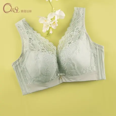 奥维丝丽内衣女大胸显小上托收副乳软钢圈文胸性感蕾丝薄款bra夏商品大图