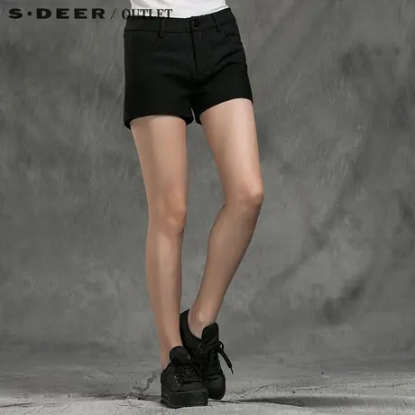 sdeer圣迪奥女装基本款打底毛呢短裤S14480951商品大图