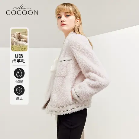 missCOCOON皮草女2022年新款冬季短款时尚小香风羊毛外套流行衣服商品大图