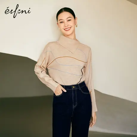 【商场同款】伊芙丽2021冬季新款设计感小众套头针织衫1CA333071商品大图