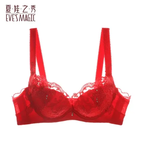 内衣女软钢圈文胸罩小胸聚拢显大收副乳防下垂调整型红色蕾丝内衣商品大图