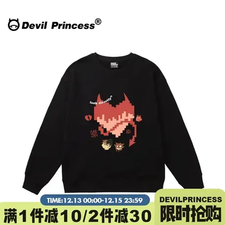 无性别穿搭美式街头风潮牌黑色卫衣女宽松大版秋冬加绒款套头上衣图片