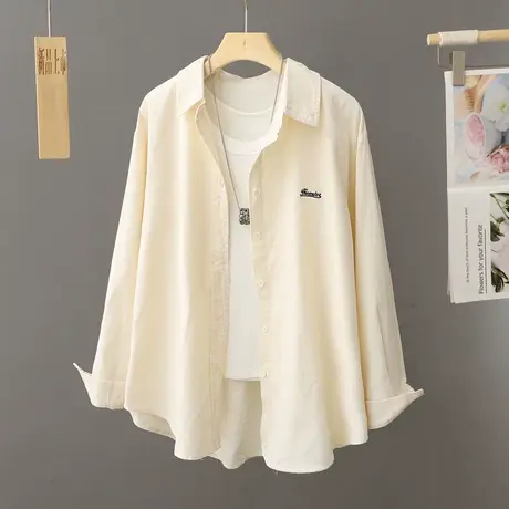 幂式穿搭简约衬衫女外套慵懒风2024新款纯棉宽松衬衣开衫长袖上衣商品大图