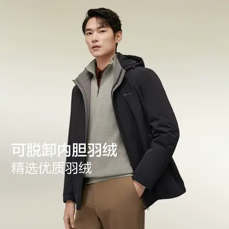 【商场同款】红豆短款羽绒服男连帽可脱卸23年冬季可脱卸内胆棉服商品大图