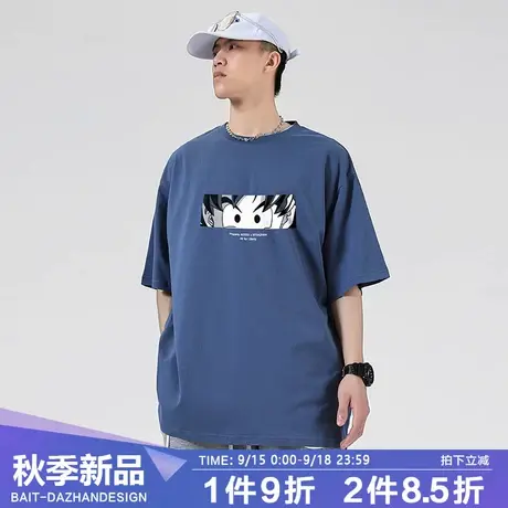 短袖男t恤日系简约趣味孙悟空潮牌宽松大码落肩情侣春夏季打底衫商品大图