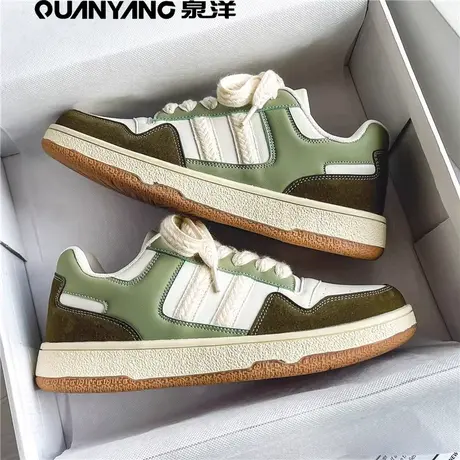 泉洋男鞋潮流百搭低帮防滑平板鞋小众设计感运动休闲厚底德训潮鞋商品大图